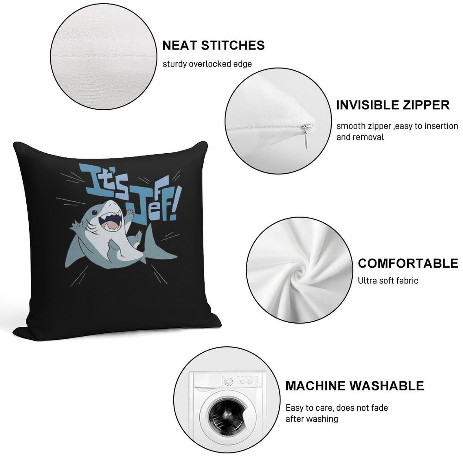It’s Jeff The Landshark Soft High-Density Material Throw Pillow