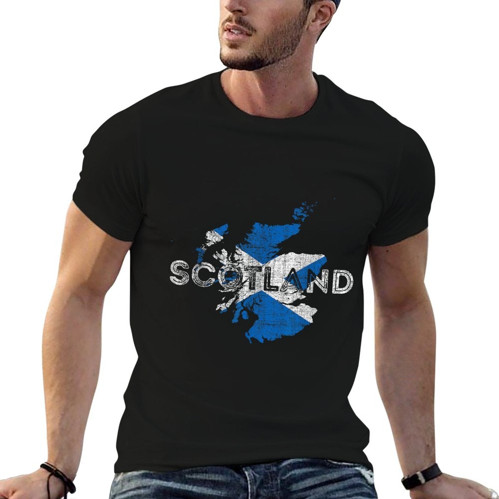 Scottish Map And Souvenir - Distressed Scotland  Easy-care T-Shirt
