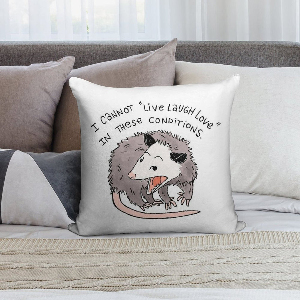 Opossum Live Laugh Love Soft Anti-Pilling Throw Pillow