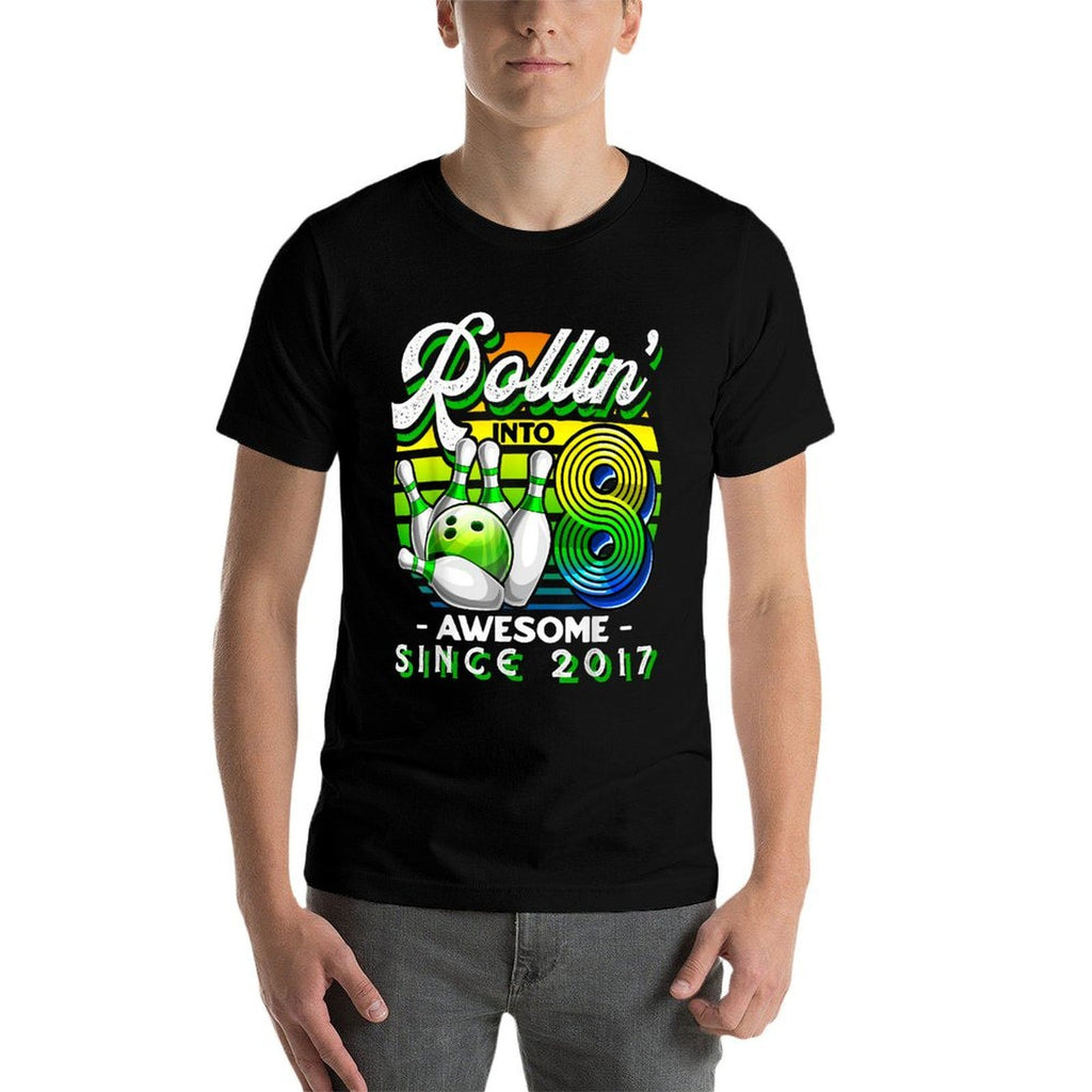 Bowling Party Rollin' 8 Awesome 2017 8th Birthday Girls  Durable T-Shirt