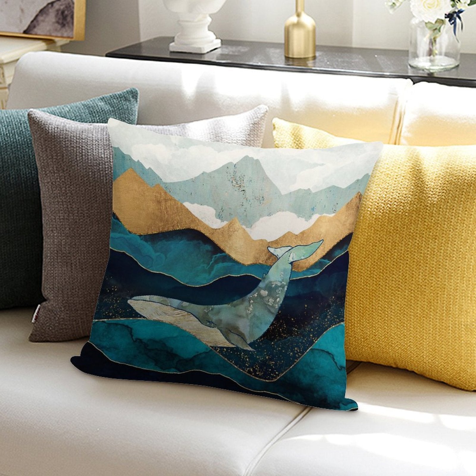 Blue Whale Soft Bedroom Essential Throw Pillow