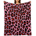 Red Leopard Print Spots on Pink Shrink-resistant Throw Blanket