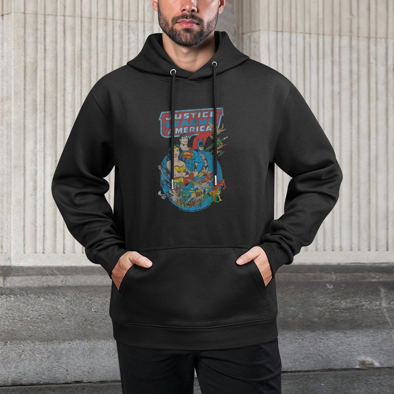 DC Comics Justice League Retro Poster Medium-Weight Fabric Hoodie
