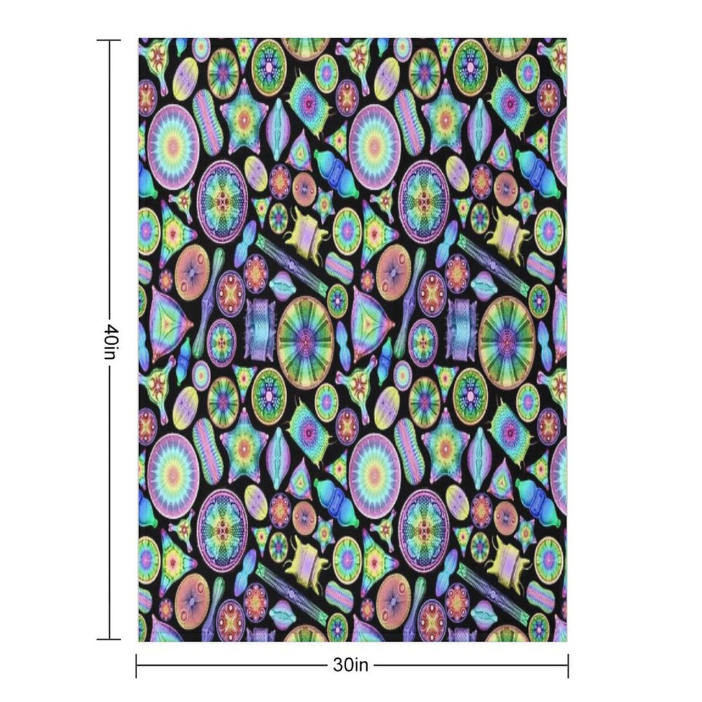 Ernst Haeckel Rainbow Diatoms on Black Anti-pilling Throw Blanket