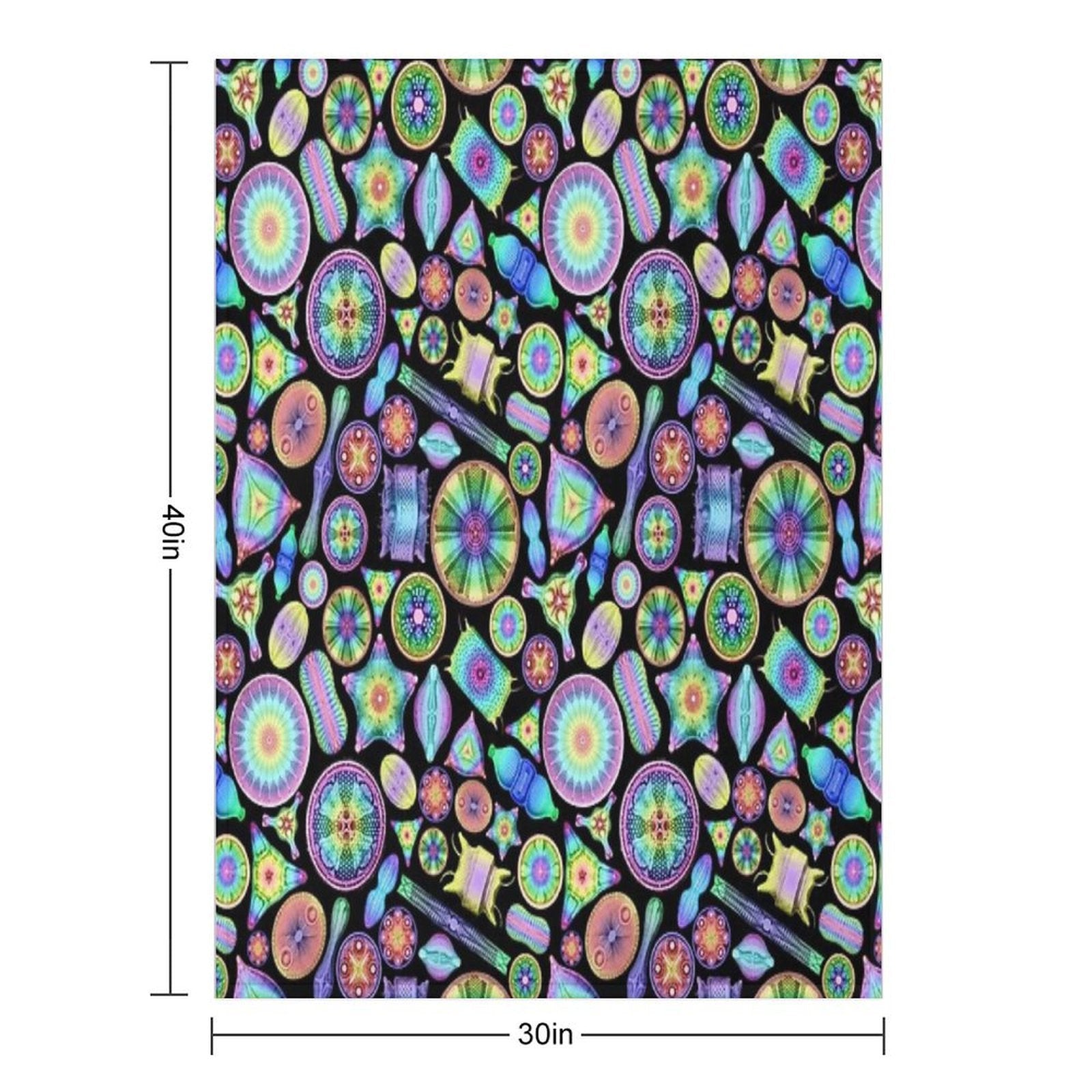 Ernst Haeckel Rainbow Diatoms on Black Anti-pilling Throw Blanket