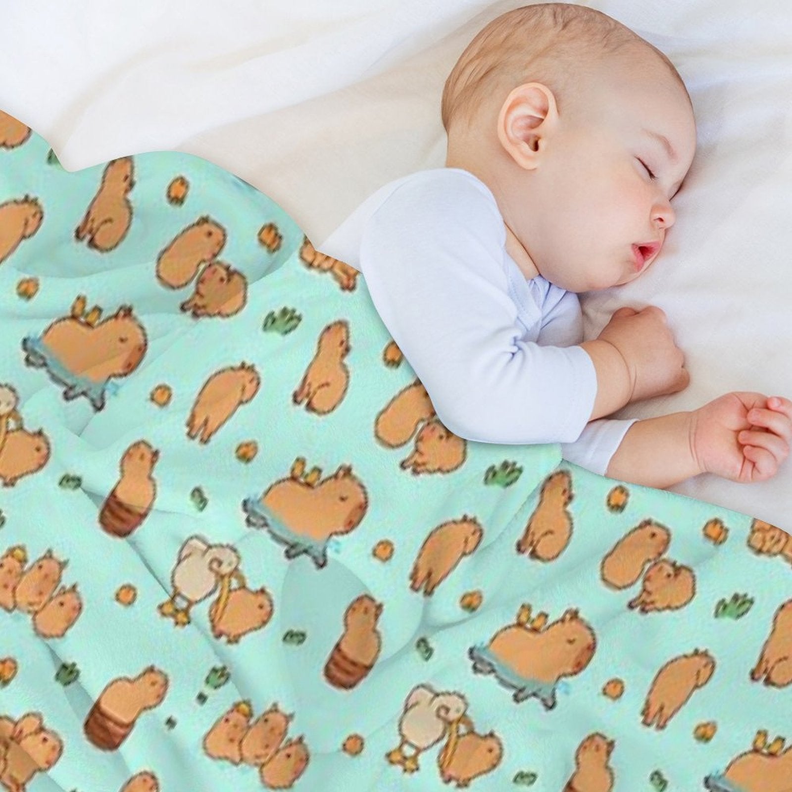 Cute Capybara Art, Illustration Seamless Pattern Gift-ready Throw Blanket