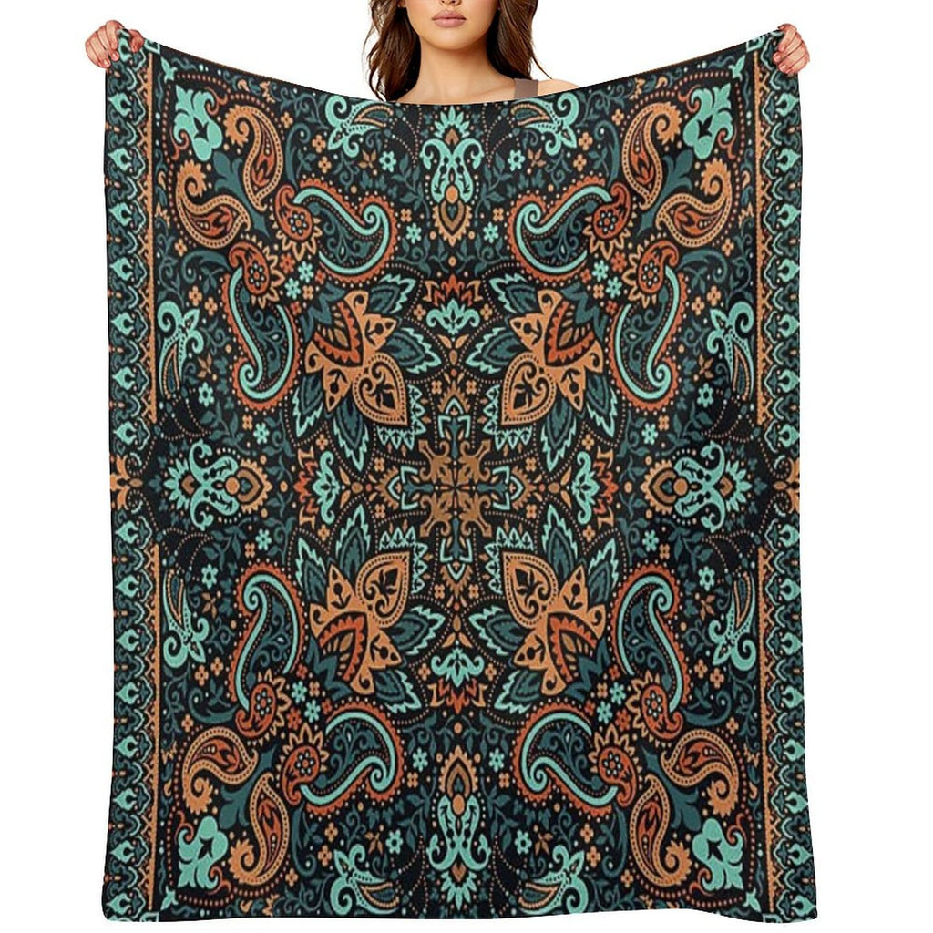Bandana,blue And Brown Bandana,henna Pattern,middle Eastern Pattern,persian Rug,etherial,spriritual,meditation,aromatherapy All-season Throw Blanket