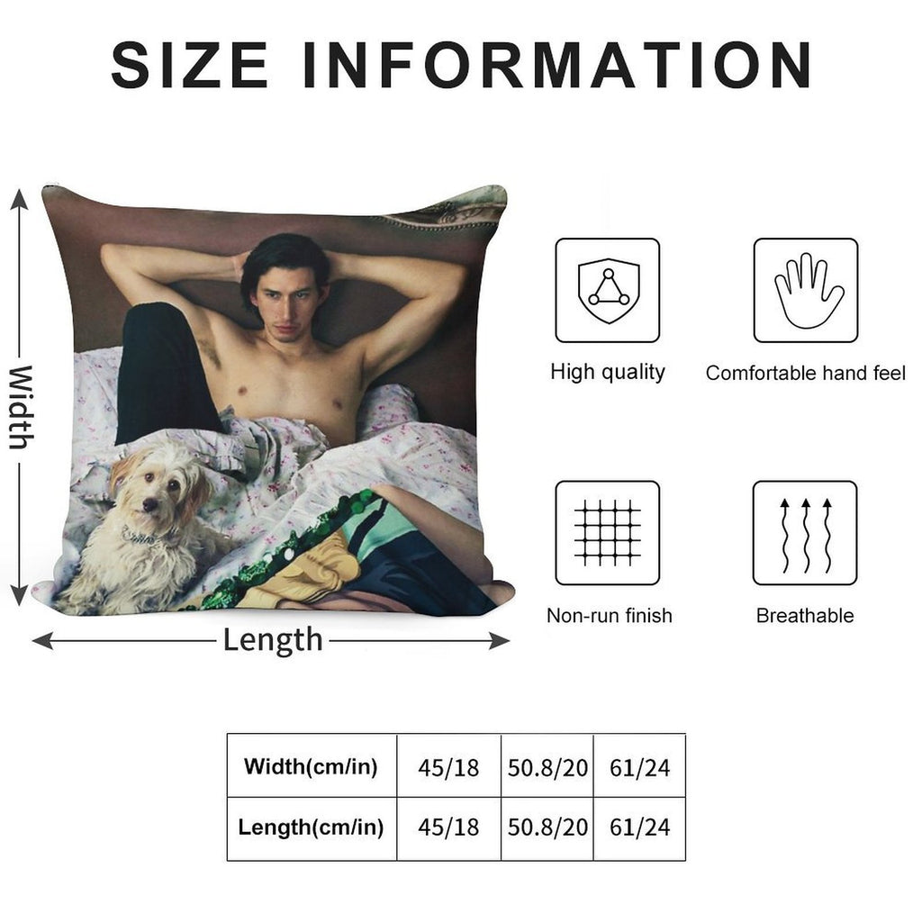 Adam Driver with Dog Photosession Soft Luxury Feel Throw Pillow