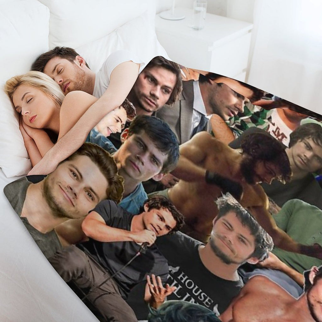 Dylan O’Brien Photo Collage Sustainable Throw Blanket