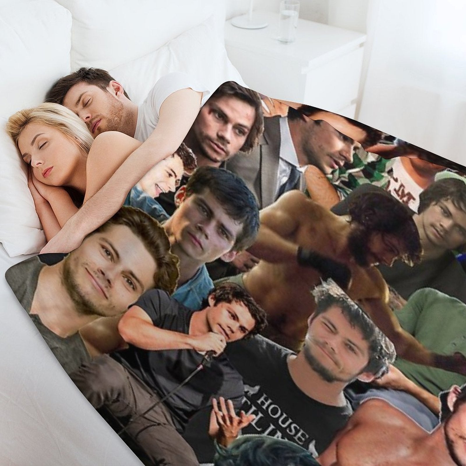 Dylan O’Brien Photo Collage Sustainable Throw Blanket