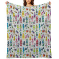Robots in Space - Grey - Fun Robot Pattern by Cecca Designs Comfort Throw Blanket