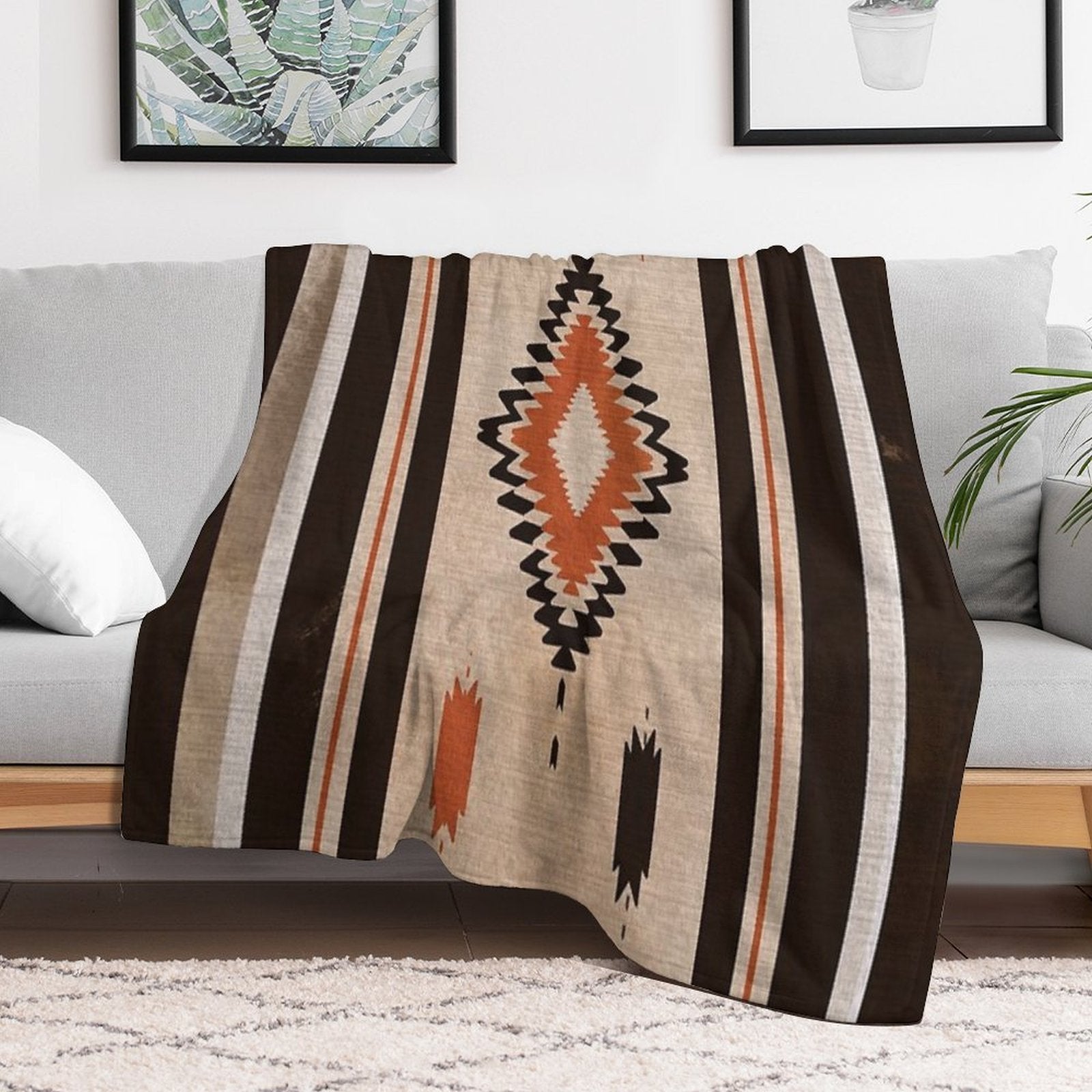 Boho Bohemian Illustration Art Texture Lightweight Throw Blanket