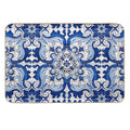 Antique Classic Lisbon Blue Azulejo Tile Floral Pattern  Pet-Safe Bath Mat