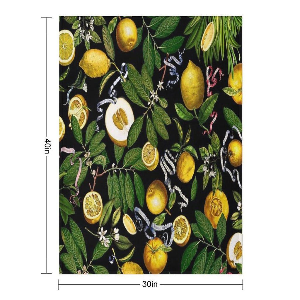 Lemon Tree - Black Eco-conscious Throw Blanket