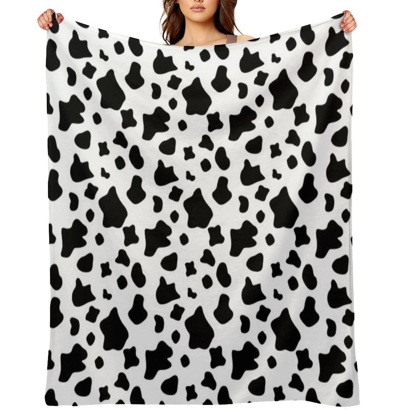 Black And White Cow Spots Pattern, Animal Fur Comfort Throw Blanket