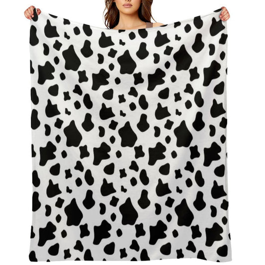 Black And White Cow Spots Pattern, Animal Fur Comfort Throw Blanket