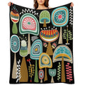Colorful Mid Century Modern Mushrooms  Large Scale Gift-ready Throw Blanket