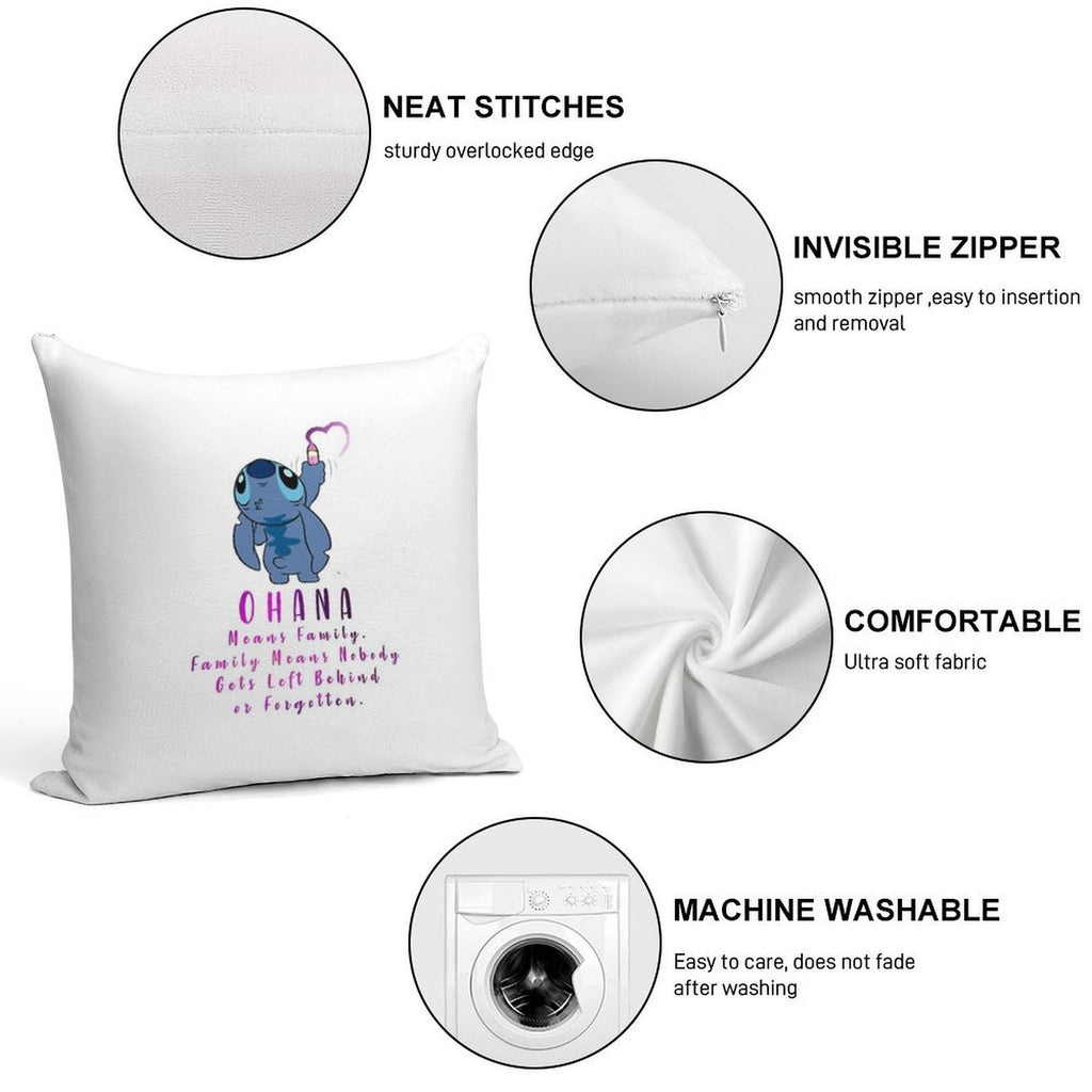 Lilo And Stitch Ohana Soft Washable Throw Pillow