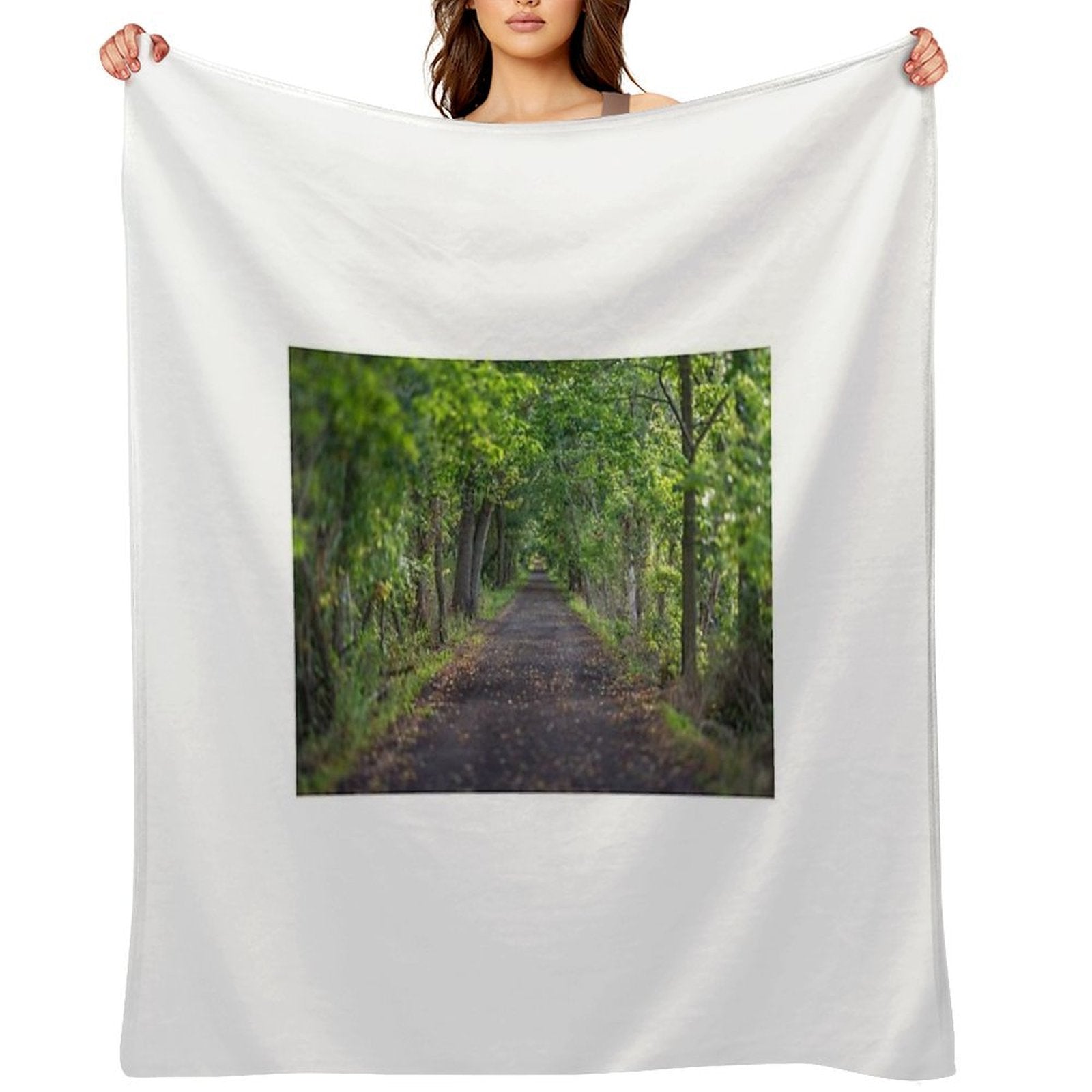 A Hiking Trail Leading Into The Green Woods Multi-functional Throw Blanket