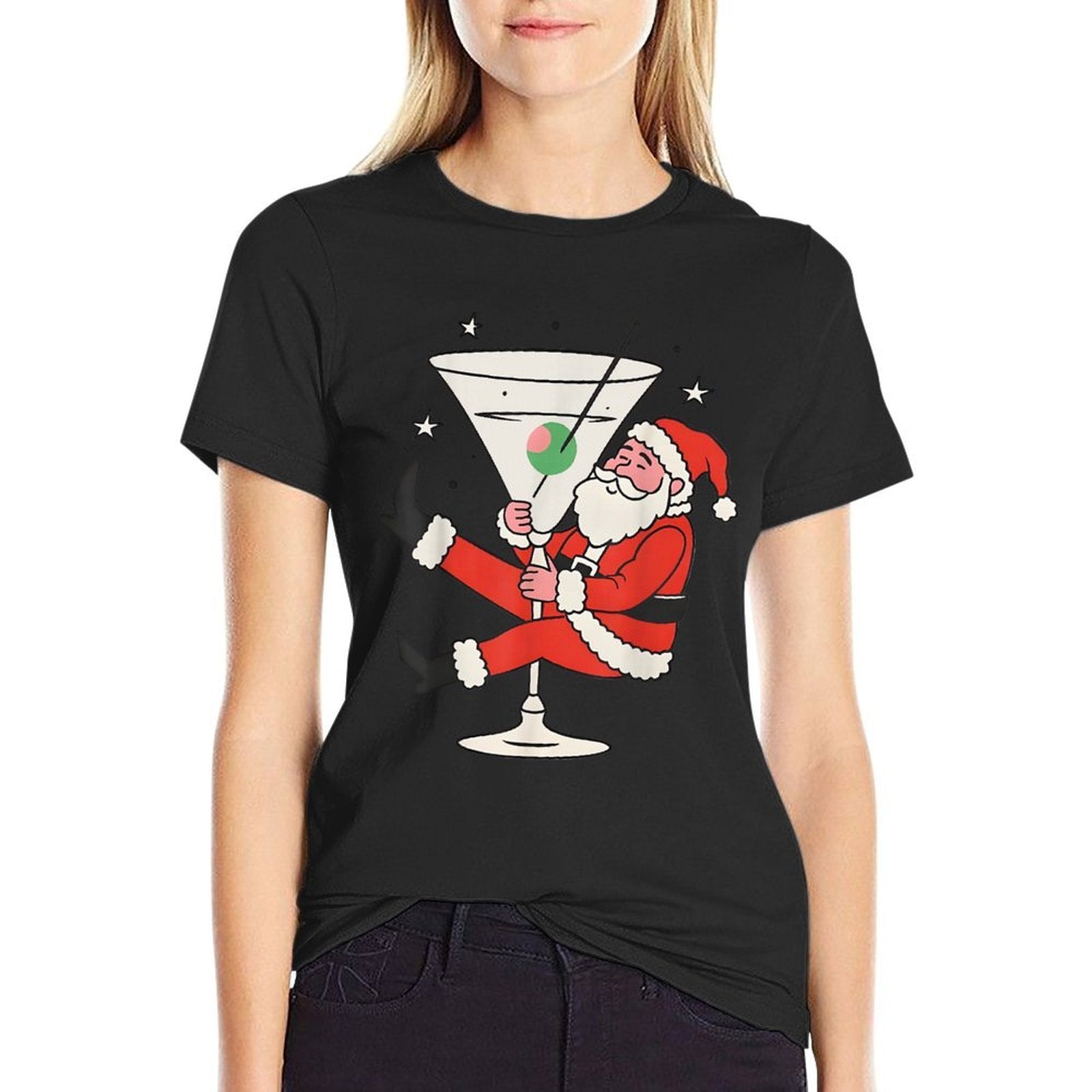 Xmas Holiday Party Drinking Funny Santa Martini Christmas  Quick-drying T-Shirt