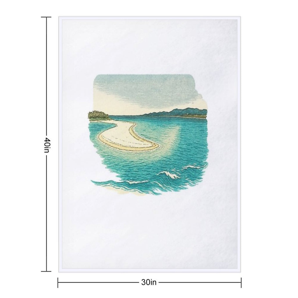 Sandbar Seascape Art  Serene Coastal View - Retro Island Vibes Multi-functional Throw Blanket