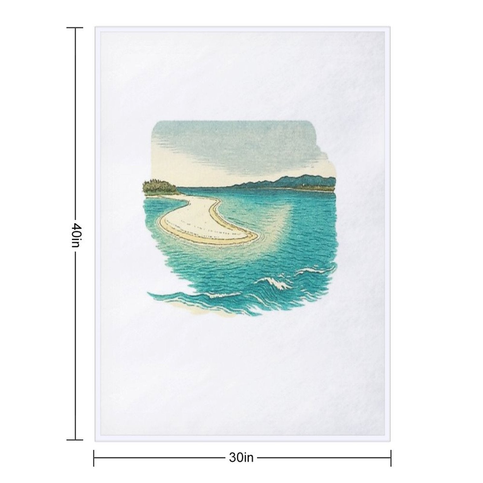 Sandbar Seascape Art  Serene Coastal View - Retro Island Vibes Multi-functional Throw Blanket