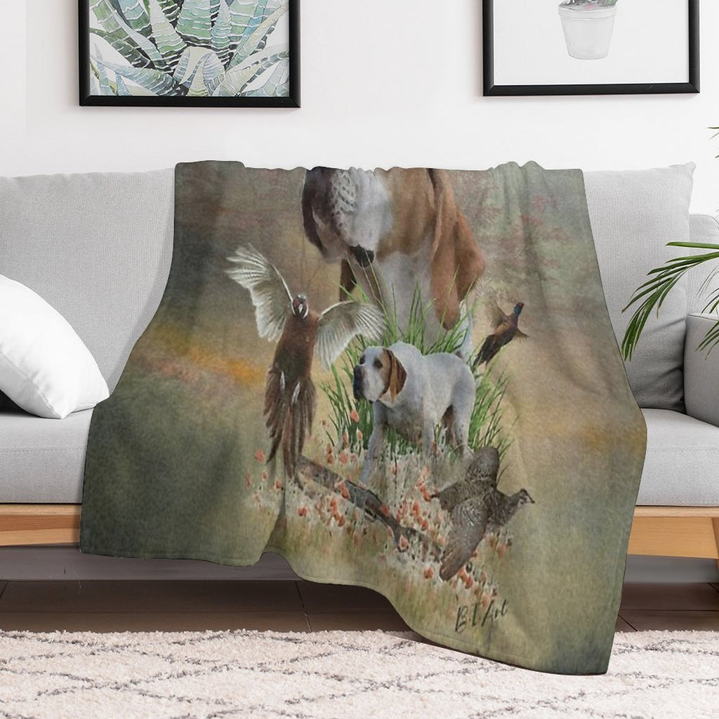 Pheasant Hunting with Pointers (Art) All-season Throw Blanket