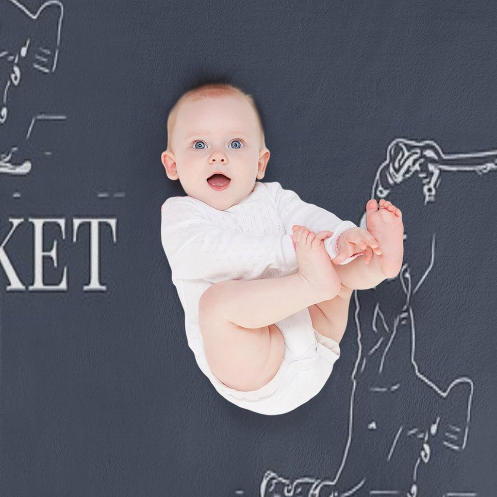 Cricket Batsman Cricketer Design Logo Style Plush Throw Blanket