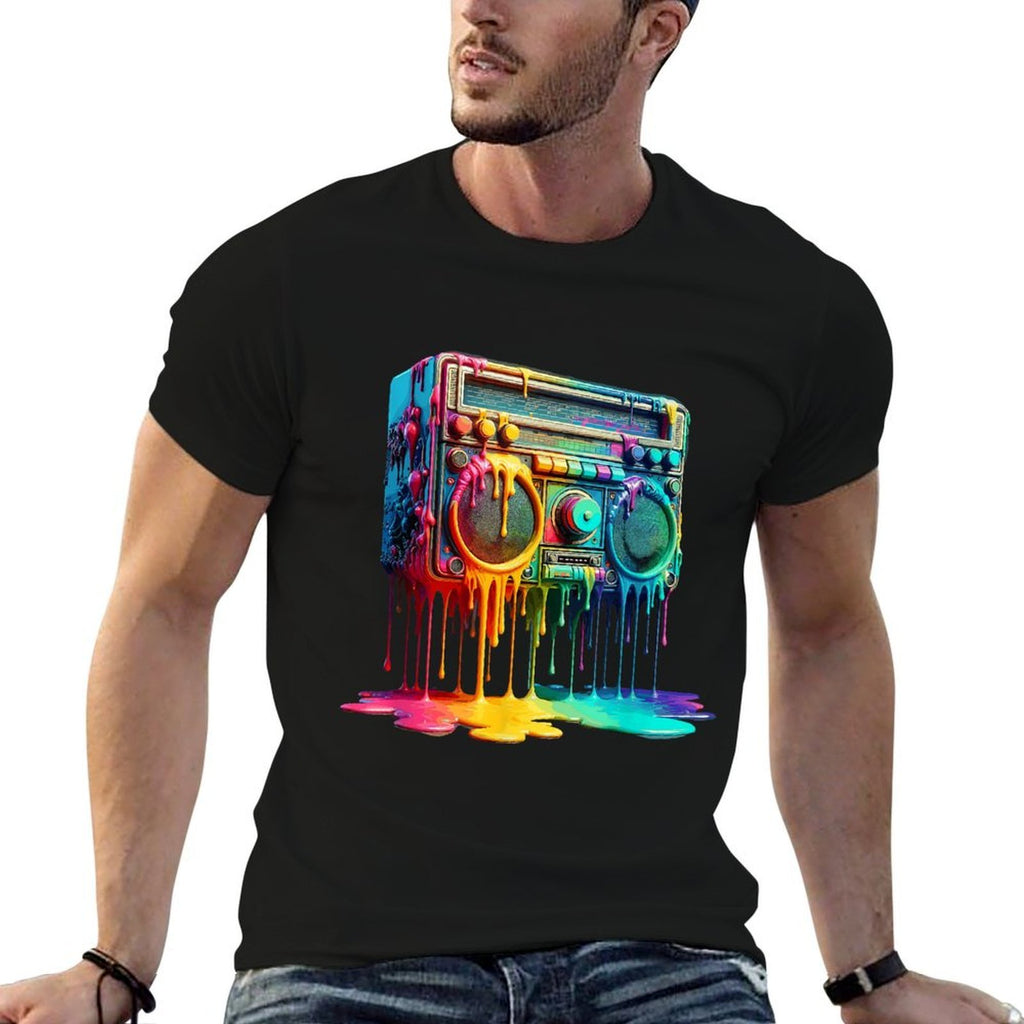 Dripping Paint Boombox Old School 80s Music Hip Hop  Versatile T-Shirt