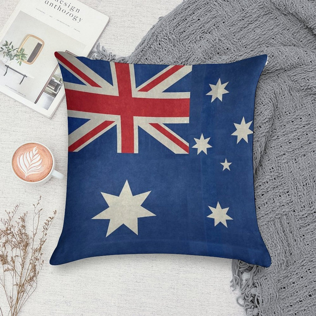 Flag of Australia, Retro Textured Look Soft Washable Throw Pillow
