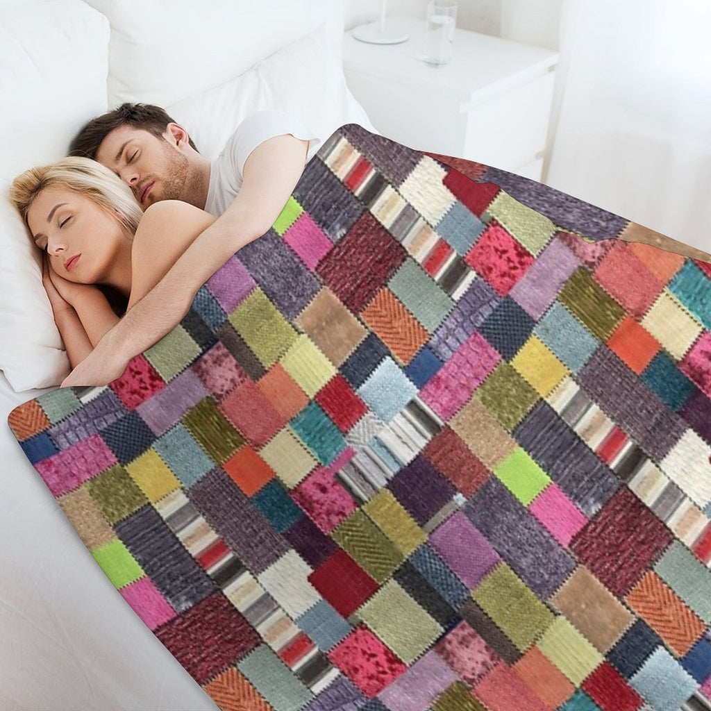 Another Patchwork Textured Fabric Design Lightweight Throw Blanket