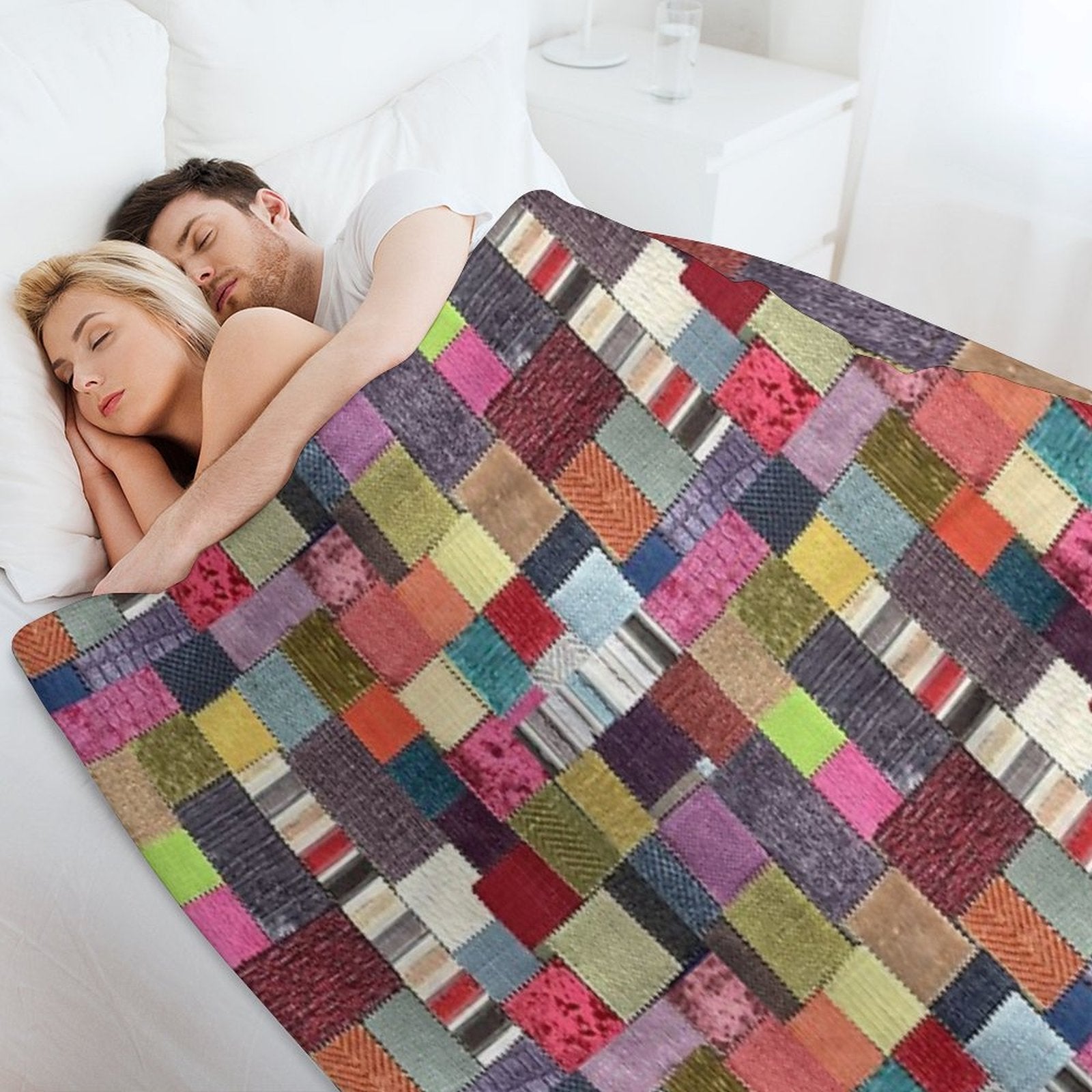Another Patchwork Textured Fabric Design Lightweight Throw Blanket