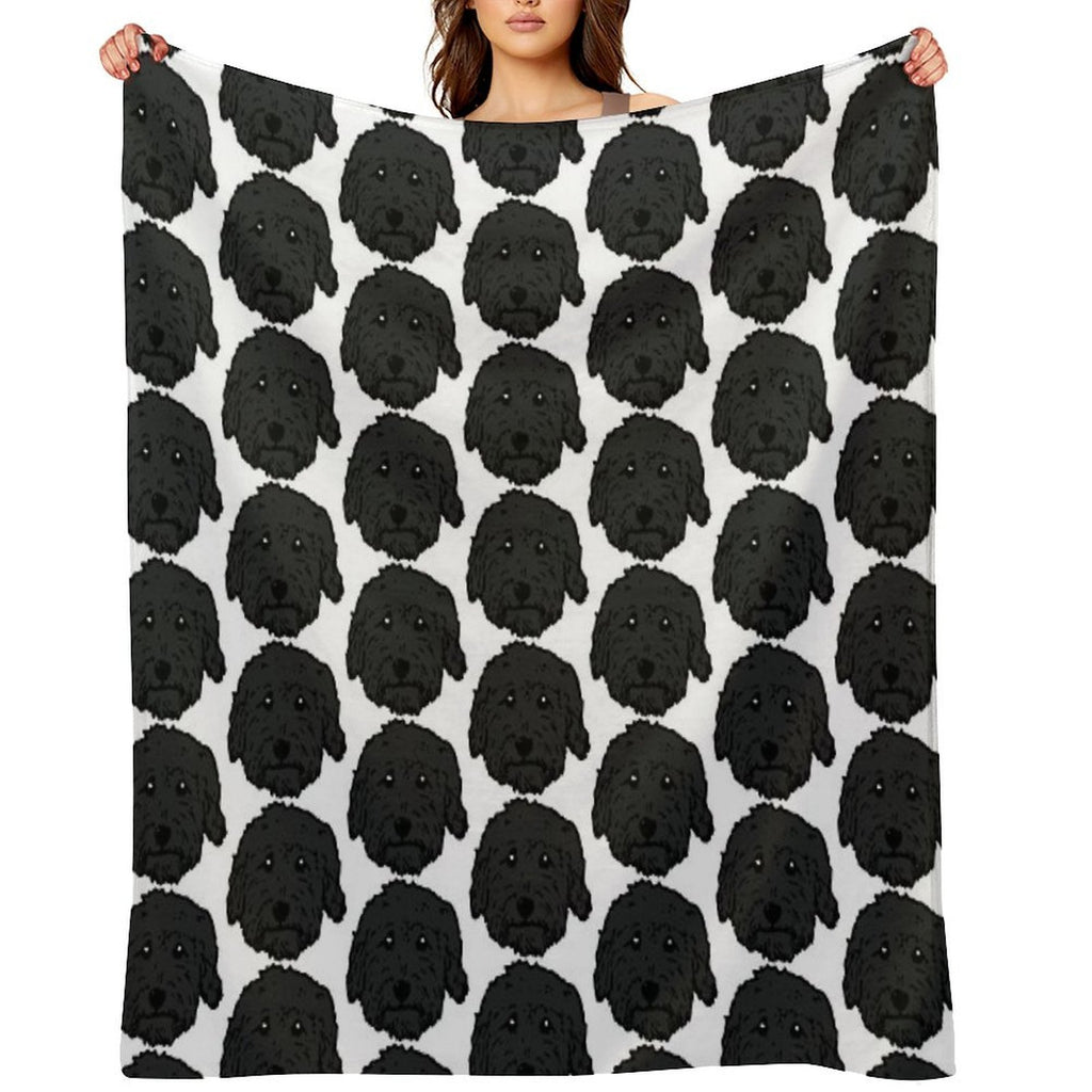 Charcoal Poodle - Dark Gray Goldendoodle! Black Labradoodle! Adorable Doodle Teddy Bear Dog - in Chocolate Brown, Dark Brown Dog All-season Throw Blanket