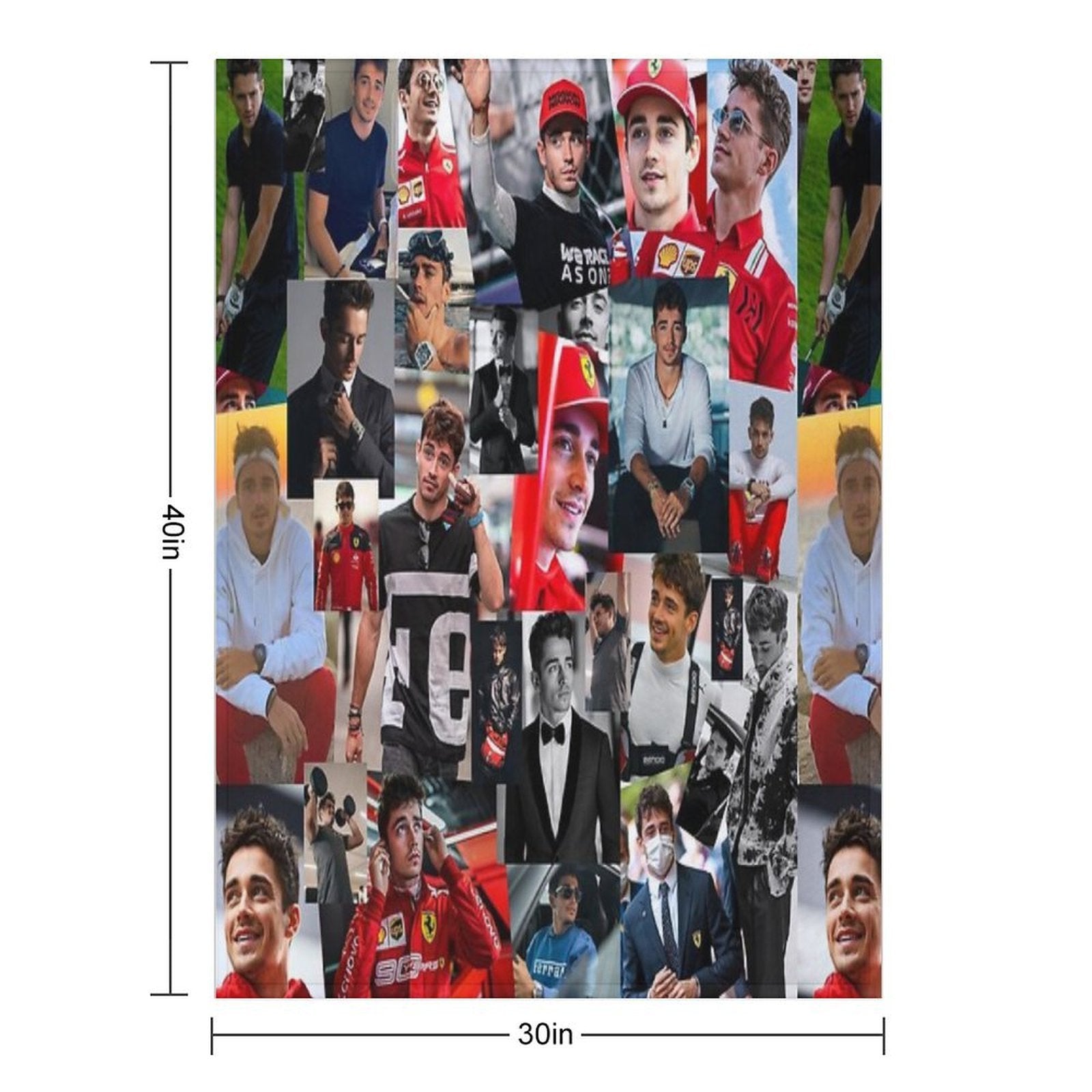 Charles Leclerc Monacan Motorsports Racing Driver Collage Plush Throw Blanket