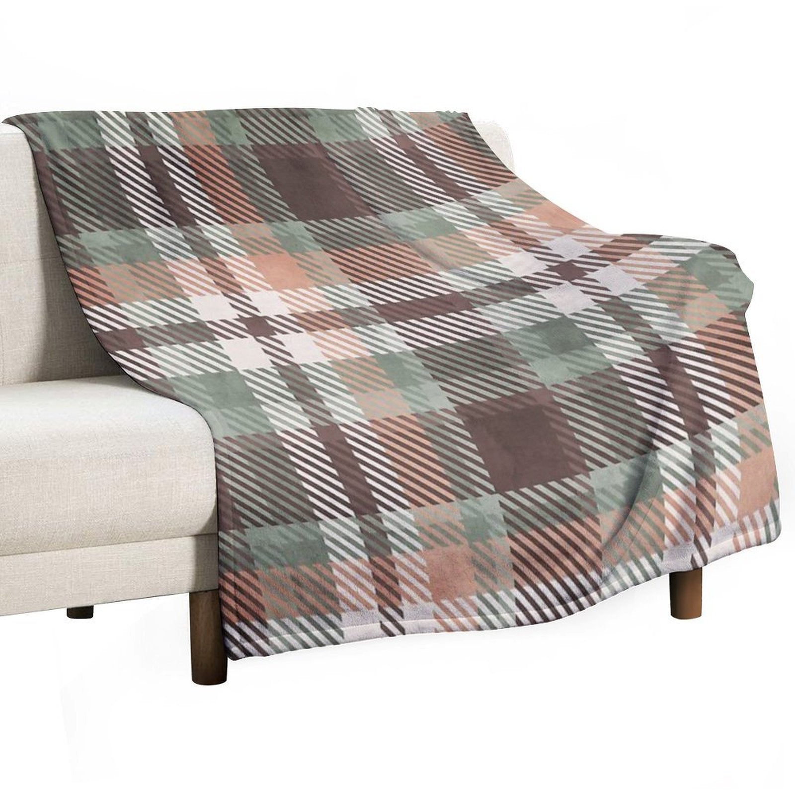 Aspen Flannel Brown Teal Shrink-resistant Throw Blanket