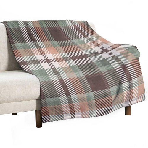 Aspen Flannel Brown Teal Shrink-resistant Throw Blanket