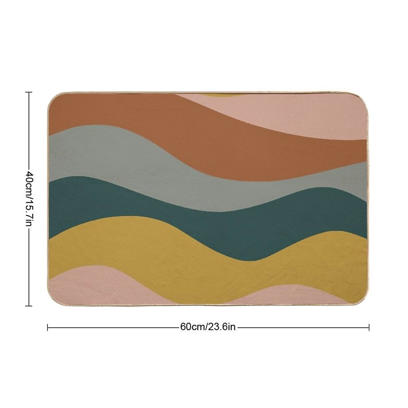 Retro Waves Minimalist Pattern Rust, Blush Pink, Gray, Navy Blue, And Mustard Gold  Dirt-Trapping Bath Mat