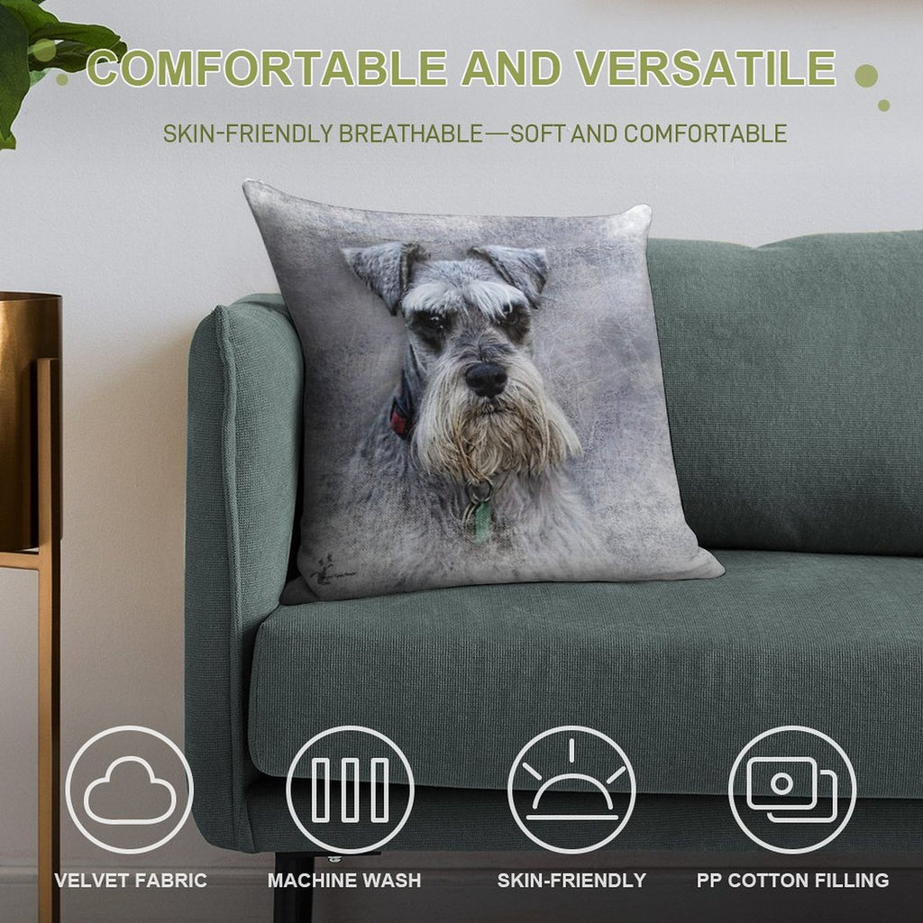 Serious Schnauzer Soft Anti-Pilling Throw Pillow