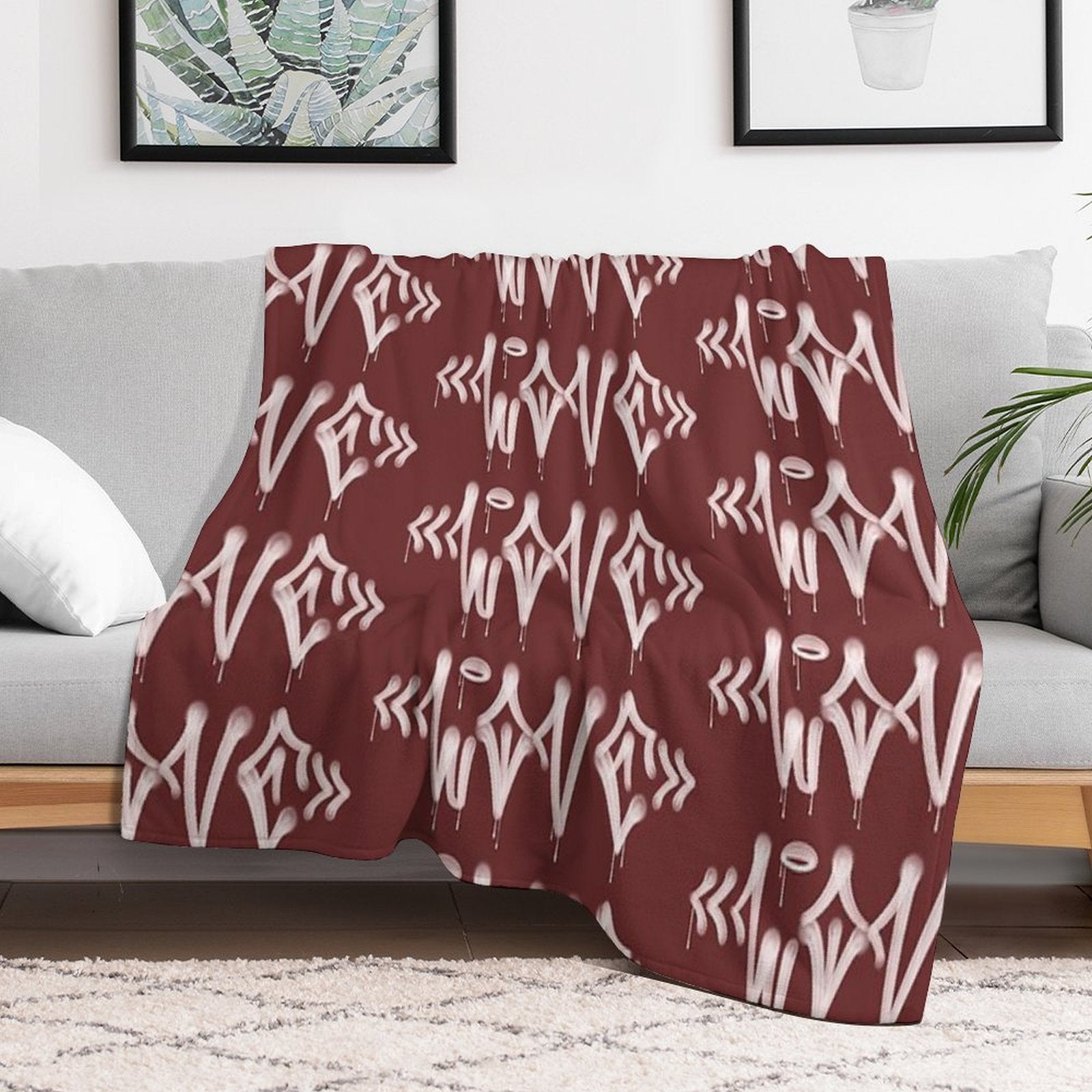 LOVE in Pixo Style - Graffiti Drip Tag Travel-friendly Throw Blanket