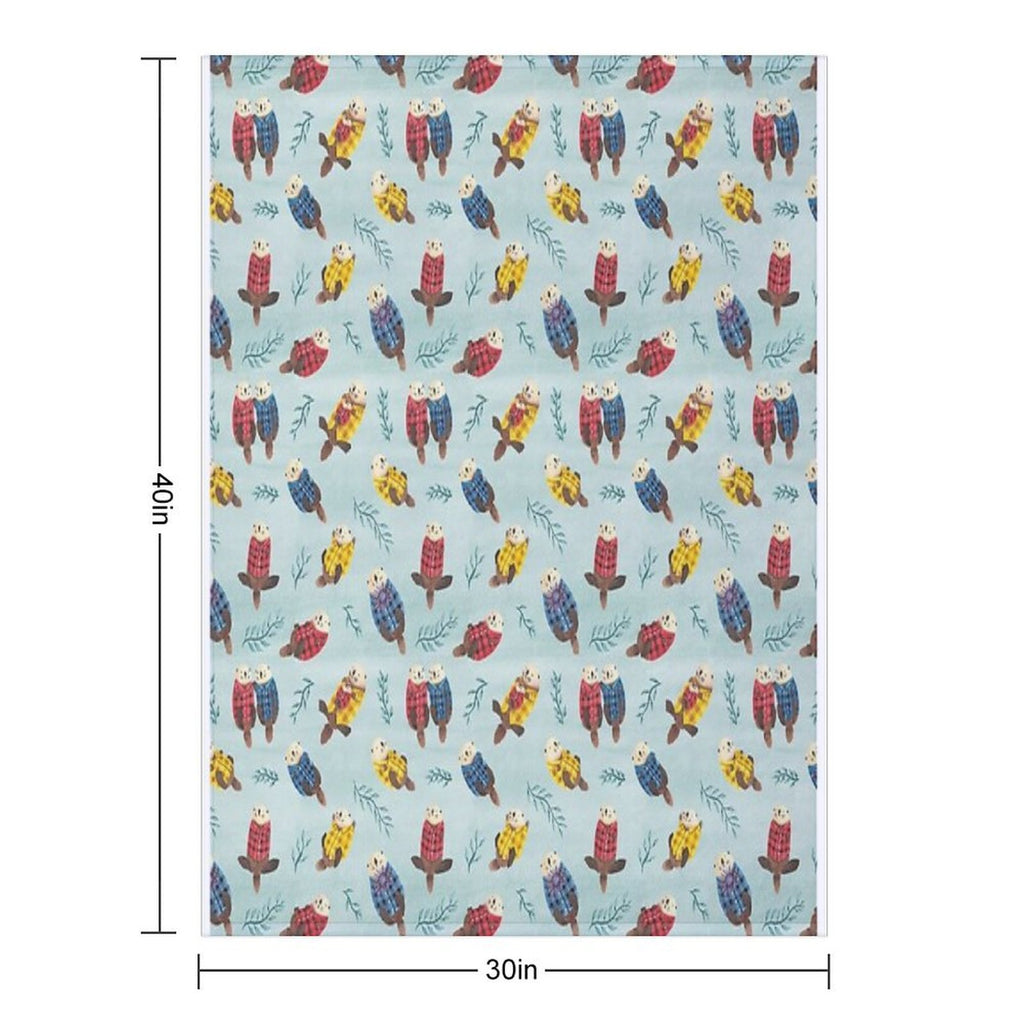 Sea Otters Wearing Plaid Lightweight Throw Blanket