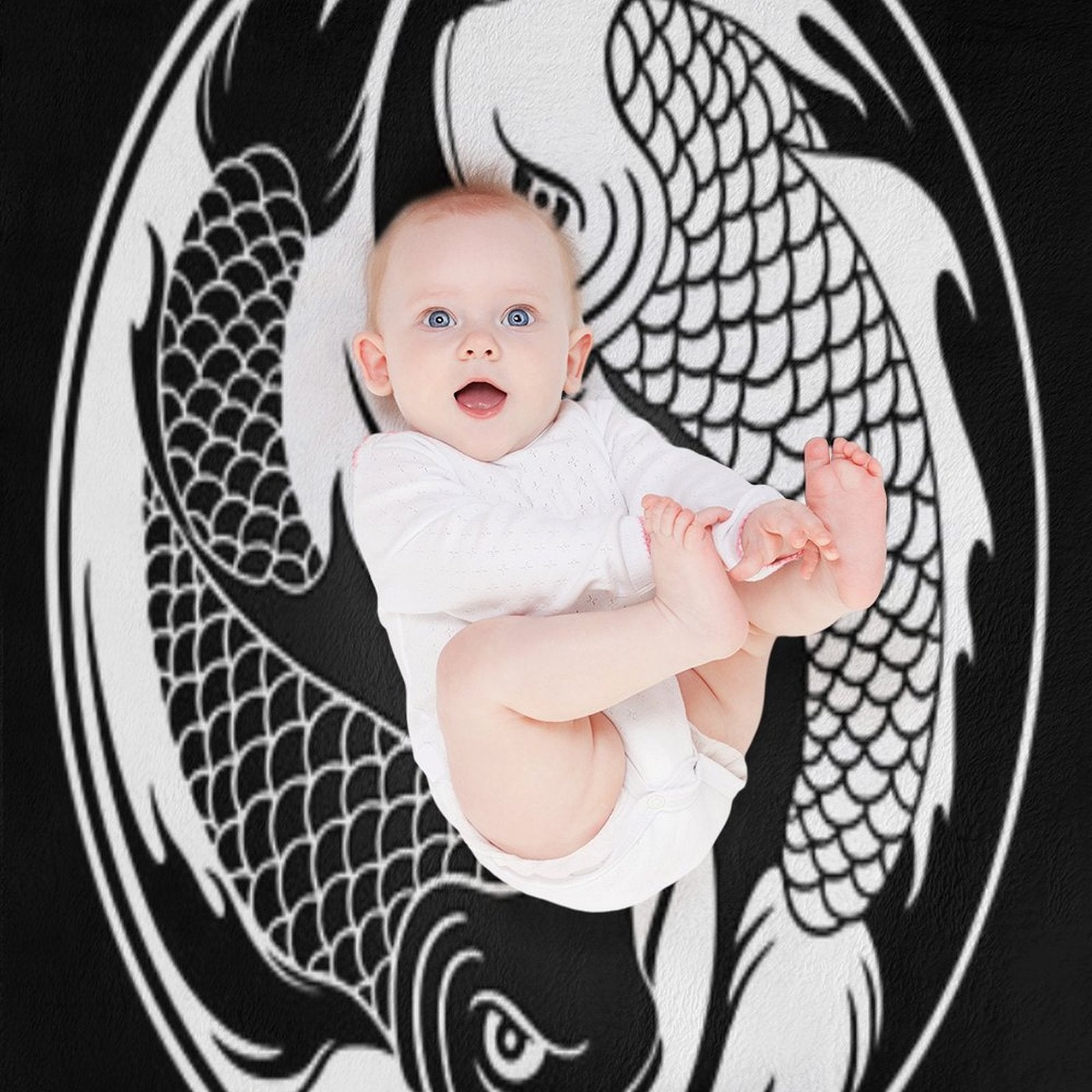 Black And White Yin Yang Koi Fish Eco-conscious Throw Blanket