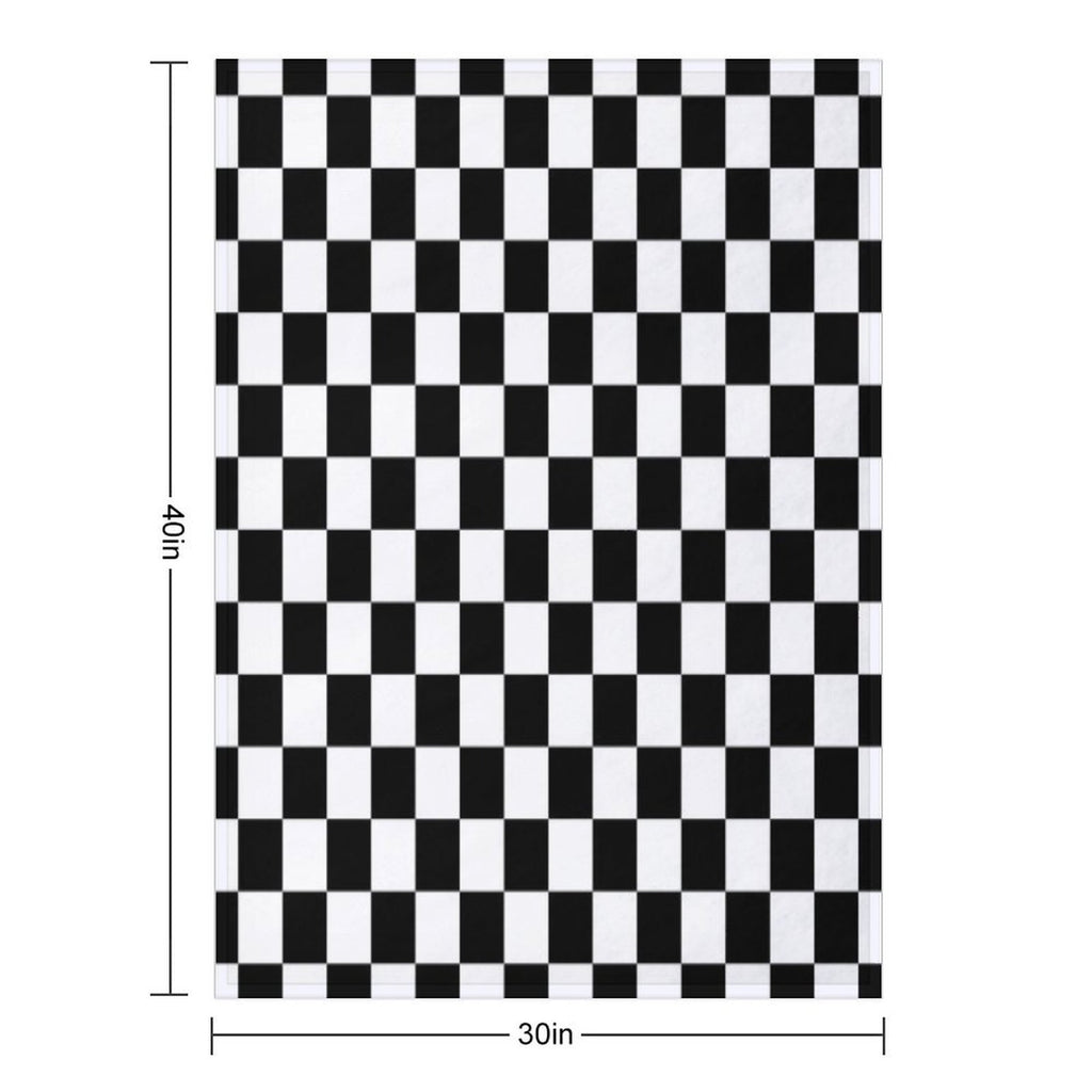 Black And White Checkered Velvety-soft Throw Blanket