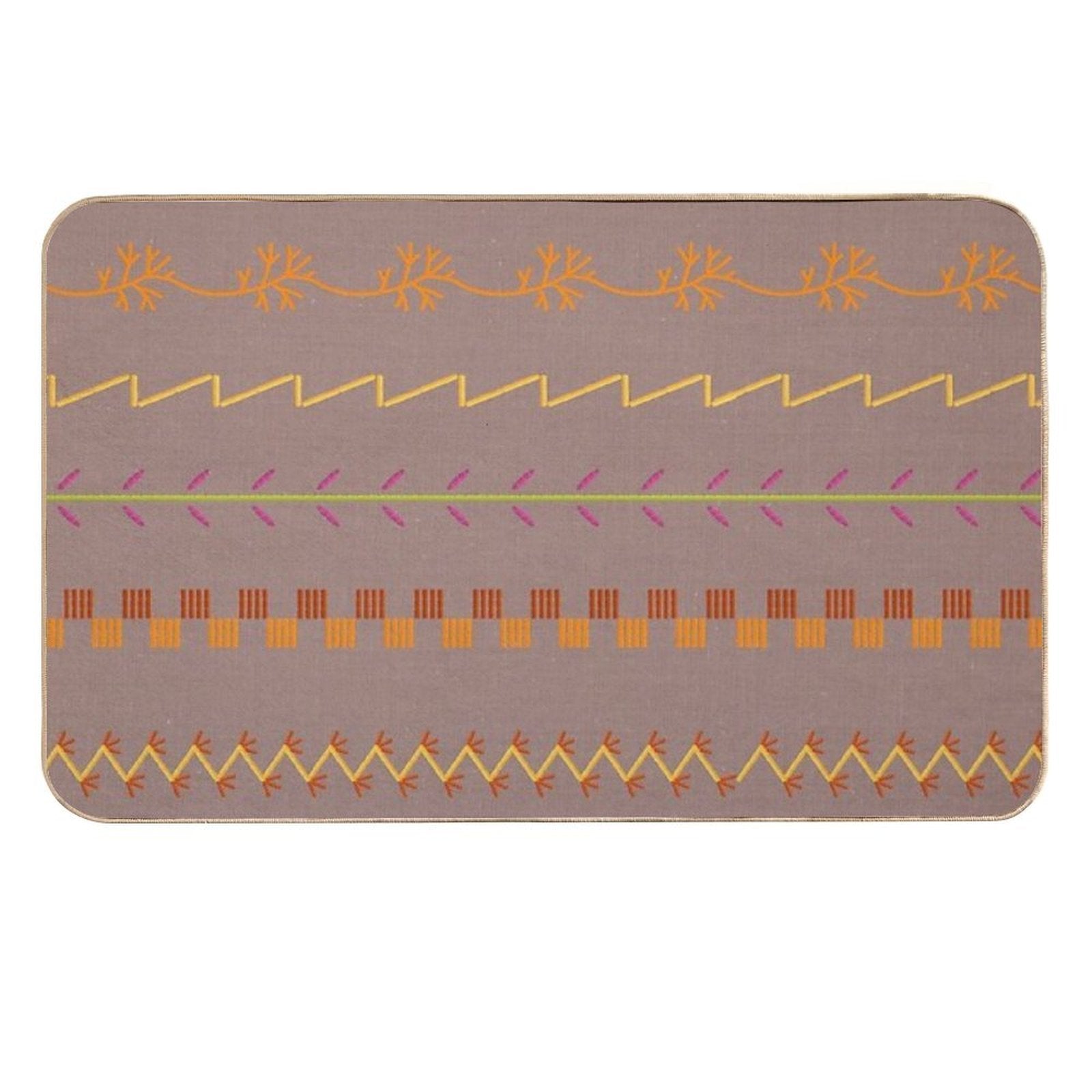 Sewing Stitch Patterns on Textured Fabric Effect Background  Anti-Trip Bath Mat