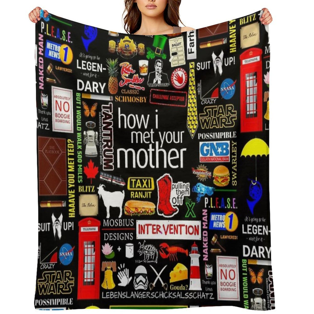 How I Met Your Mother Collage Poster Iconographic - Infographic Travel-friendly Throw Blanket