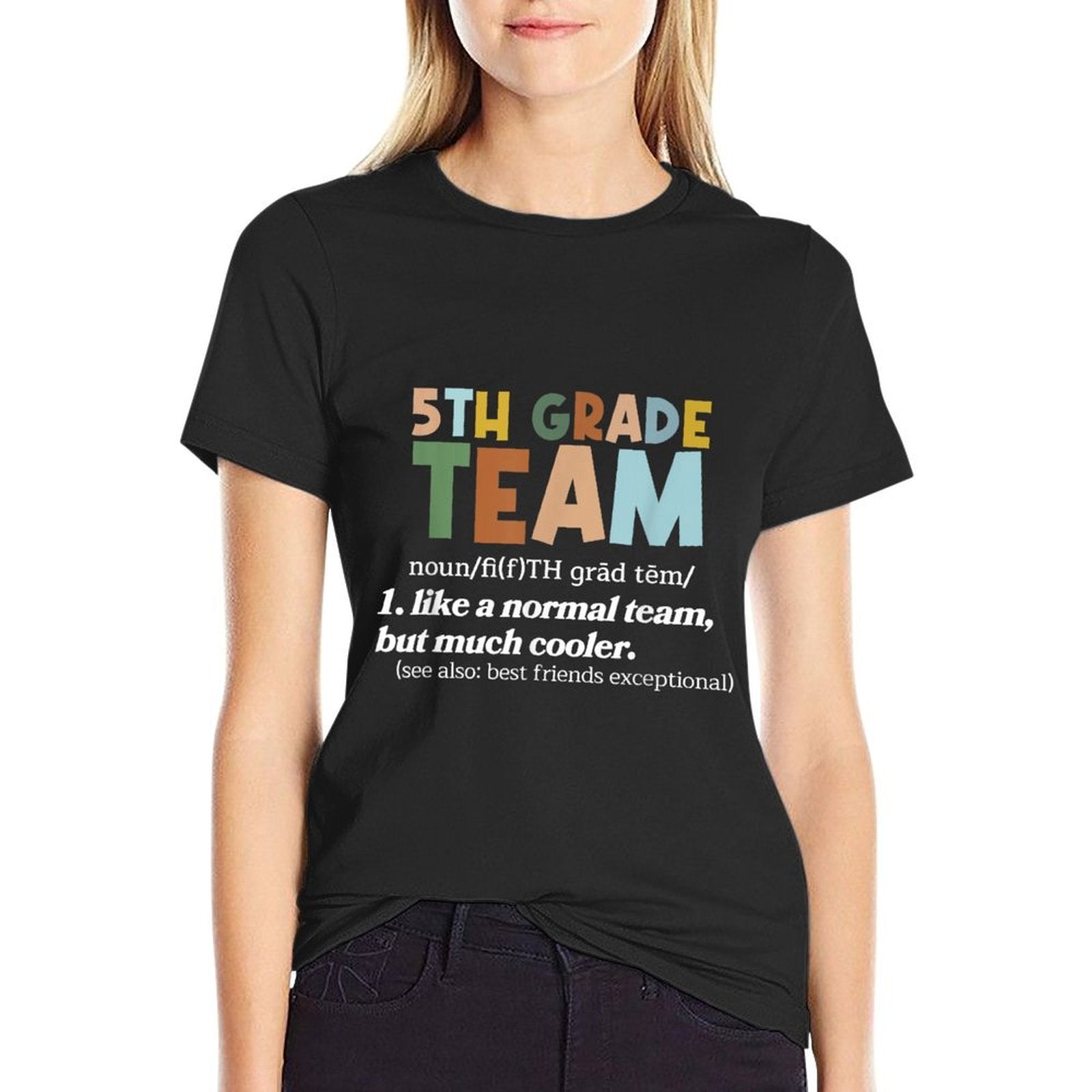 5TH Grade Team Teacher Like A Normal Team Fifth Grade  Oversized Silhouette T-Shirt