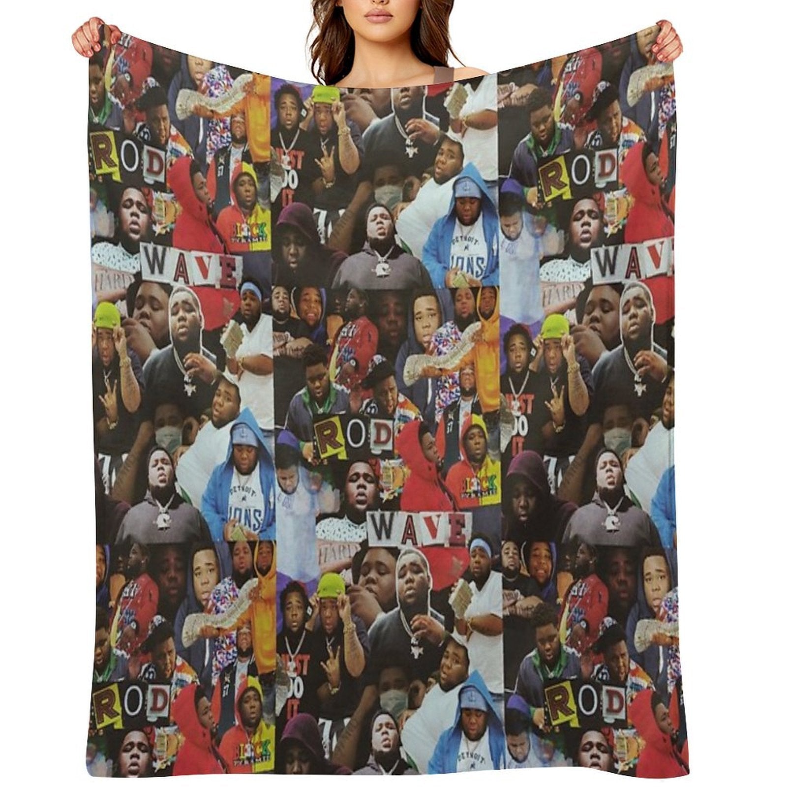 Rod Wave Collage Eco-conscious Throw Blanket