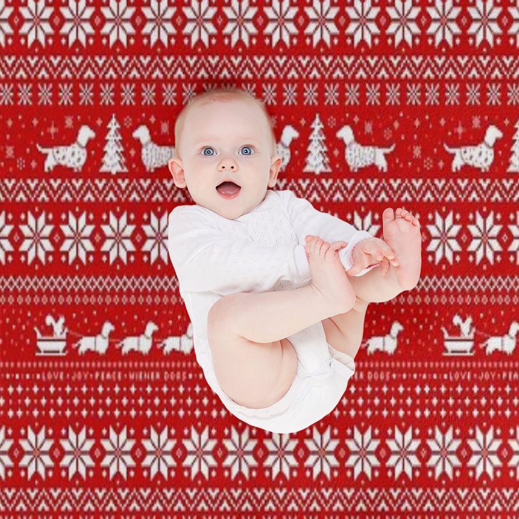 Dachshunds Christmas Sweater Pattern Travel-friendly Throw Blanket