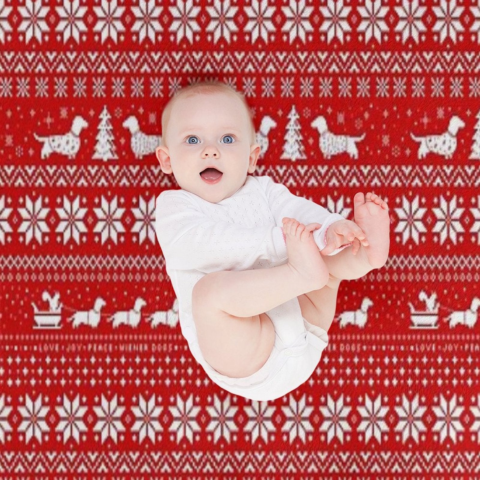 Dachshunds Christmas Sweater Pattern Travel-friendly Throw Blanket