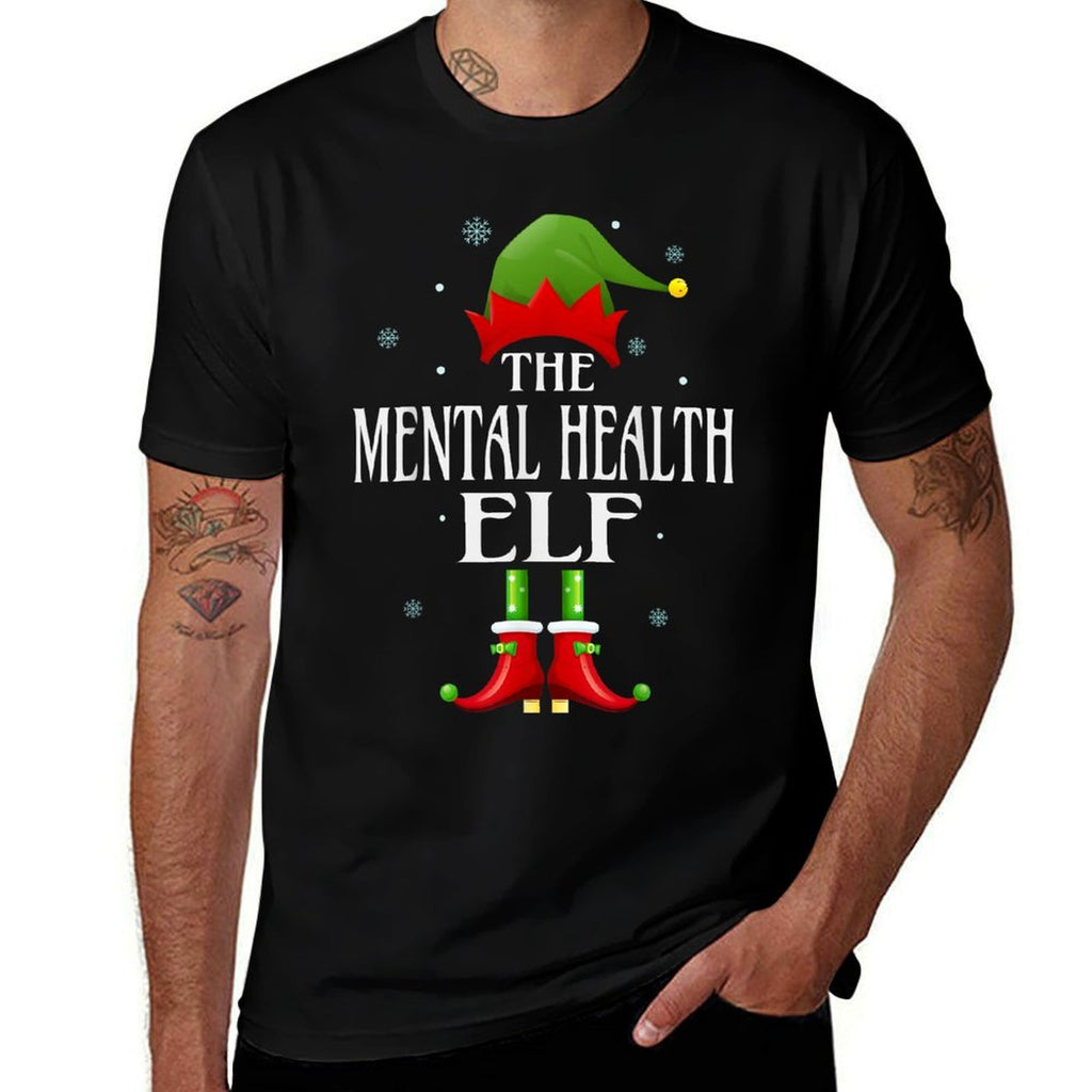 Mental Health Elf Xmas Funny Family Matching Christmas  Stretchy T-Shirt