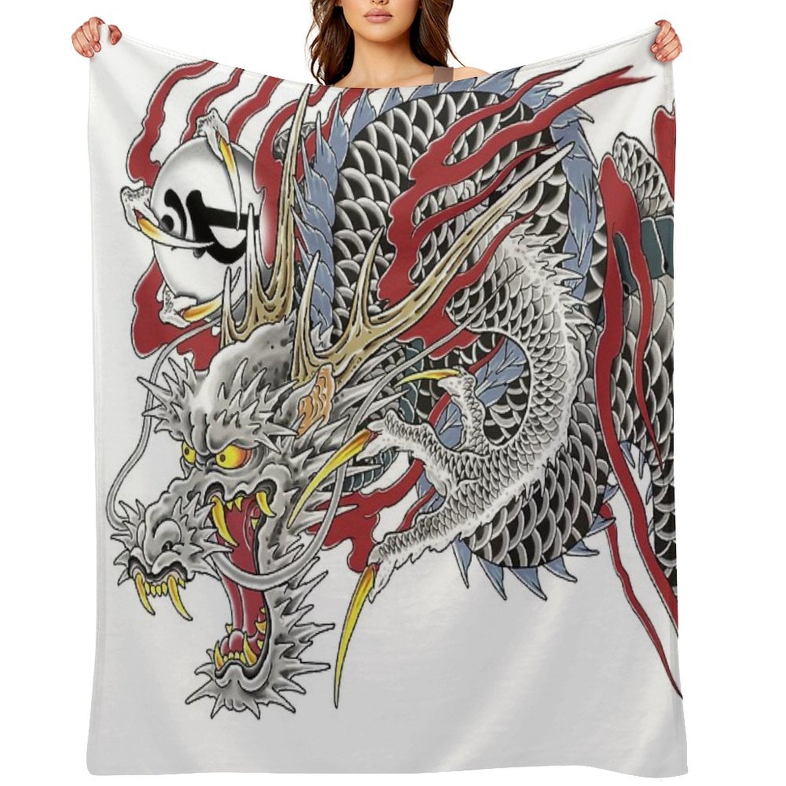 Kazuma Kiryu Dragon Tattoo Horizontal Premium Throw Blanket